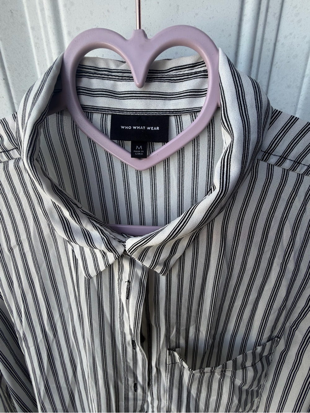 Who What Wear Black & White Striped Button-Front Blouse